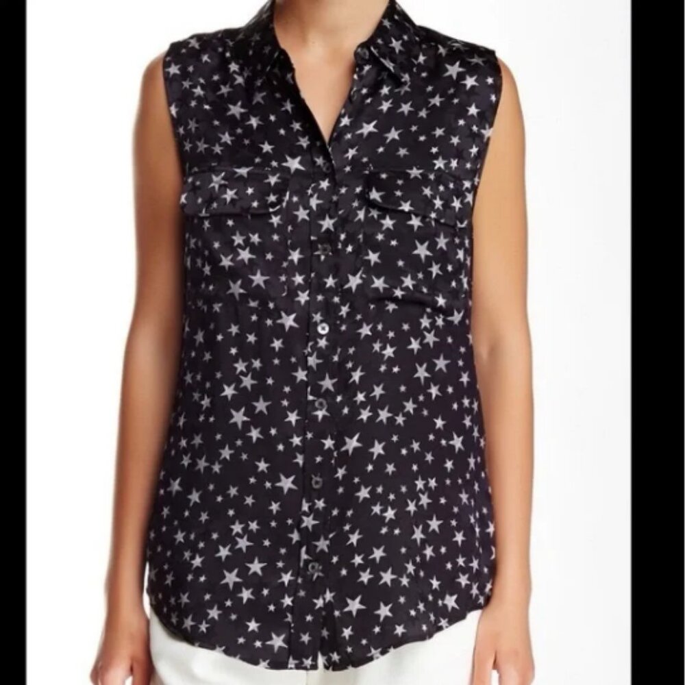 Equipment ‘Slim Signature’ Star Silk Print Sleeveless Blouse Shirt